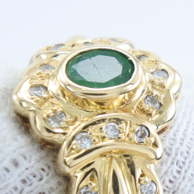 Anillo / anillo No. 11 
 K18 Oro amarillo x esmeralda x diamante aproximadamente 5.6 g de damas A-rank