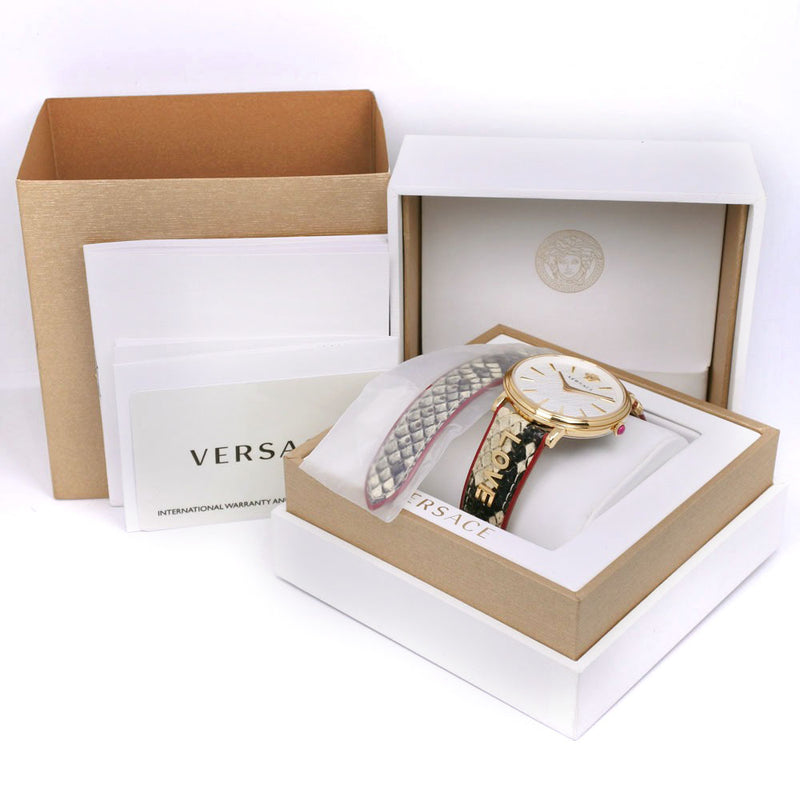 [VERSACE] Versace 
 LOVE watch 
 Stainless Steel× Leather Quartz Analog display white dial LOVE Ladies