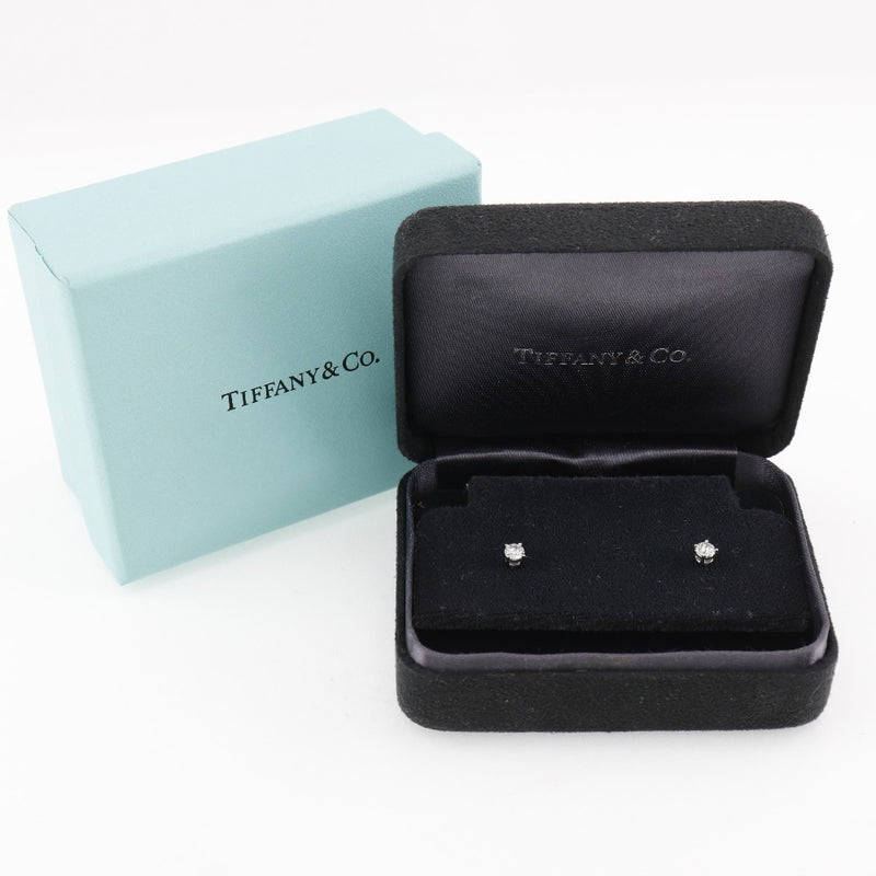 [Tiffany＆Co。]蒂法尼 
 孤子耳环 
 PT950白金大约1.5克纸牌女士