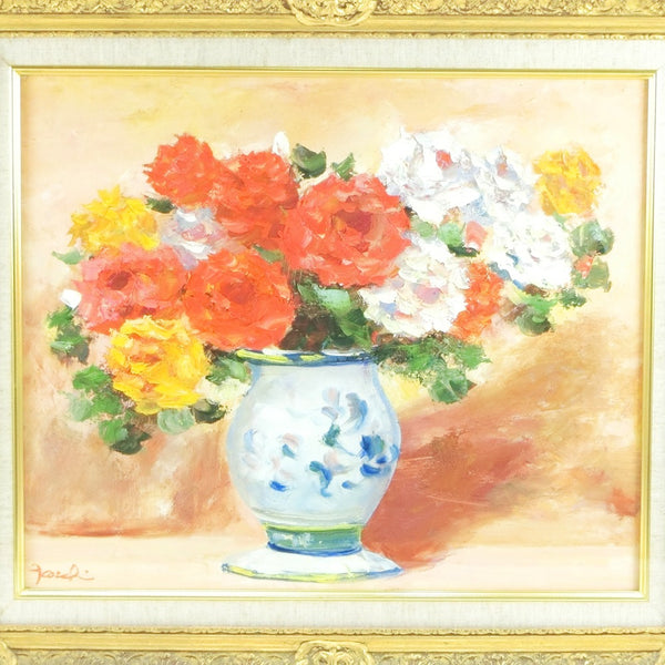 Yaiko Koishi绘画 
 “玫瑰”油画手写的亲笔签名工作尺寸F8（45 x 38厘米）Koishi Yaeko _A-等级