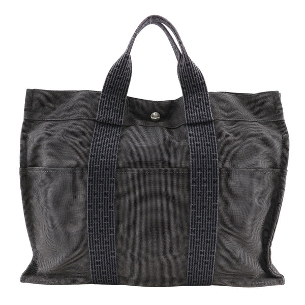 [Hermes] Hermes HerlineTOTE MM Handbag Nylon Canvas Gray Handbag A4 Snap Button Herline Totemm Unisex