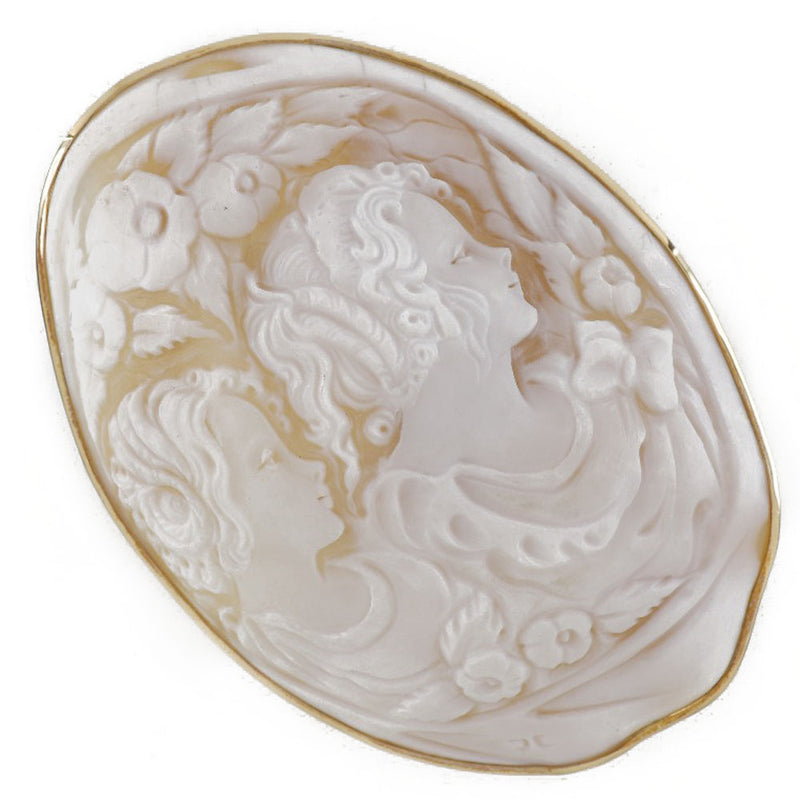 Cameo Brooch Pendant Top K18 Yellow Gold Env. 33,6 g de camées