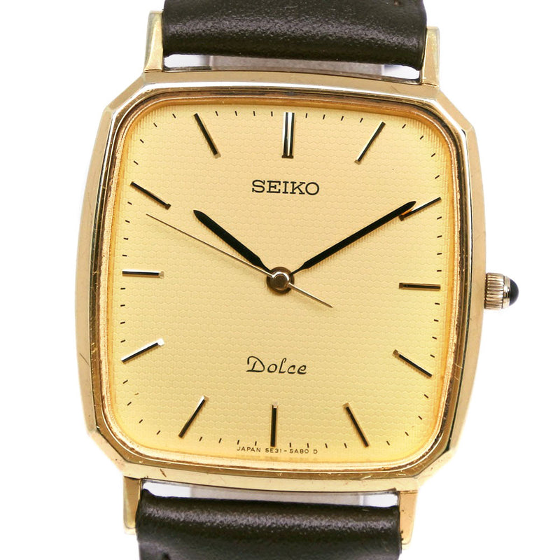 セイコードルチェ 5E31-5A80 ゴールド レザー 腕時計 20 57 稼働 SEIKO