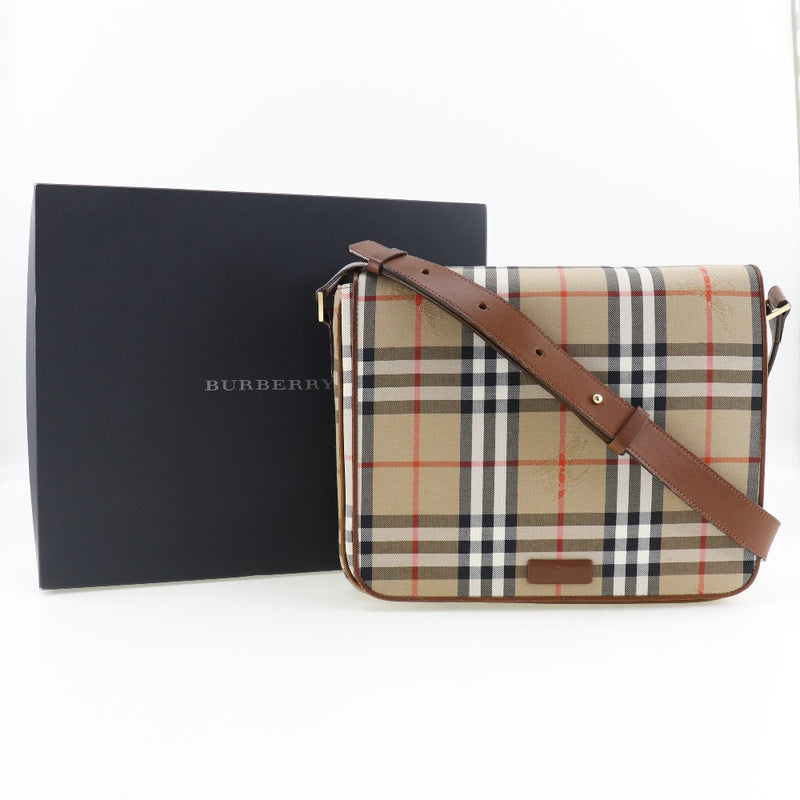 [Burberry] Burberry 
 Shoulder messenger bag 
 Check Canvas x Leather diagonal shoulder 2way A5 magnet type SHOULDER Unisex A-Rank