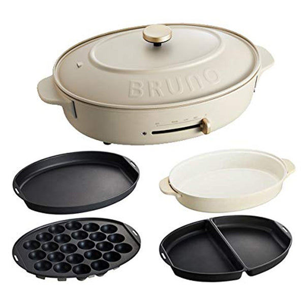 [Bruno] Bruno 
 Oval hot plate kitchen home appliances 
 Body+4 types of plates (Takoyaki deep pot plane half) BOE053-GRG Greju OVAL HOT PLATE_S Rank