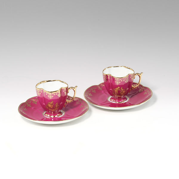 【Limoges】リモージュ
 デミタス カップ＆ソーサー 食器
 レッド 金彩 demitasse cup and saucer _Aランク