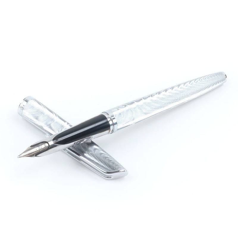 [Waterman] Waterman 
 CF Moale Fountain Pen Fuente Pen 
 Consejo de lápiz 18K (750) m (carácter medio) Metal Silver Color Cf Moire Fountain Pen _A- Rango