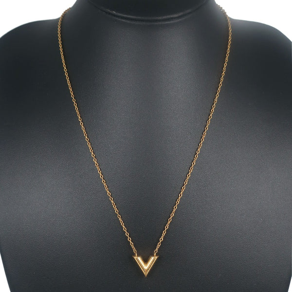 [Louis Vuitton]LOUIS VUITTON Esensial V Necklace M61083 Plated Gold LE0261 Approximately 9.1g Essential V Unisex