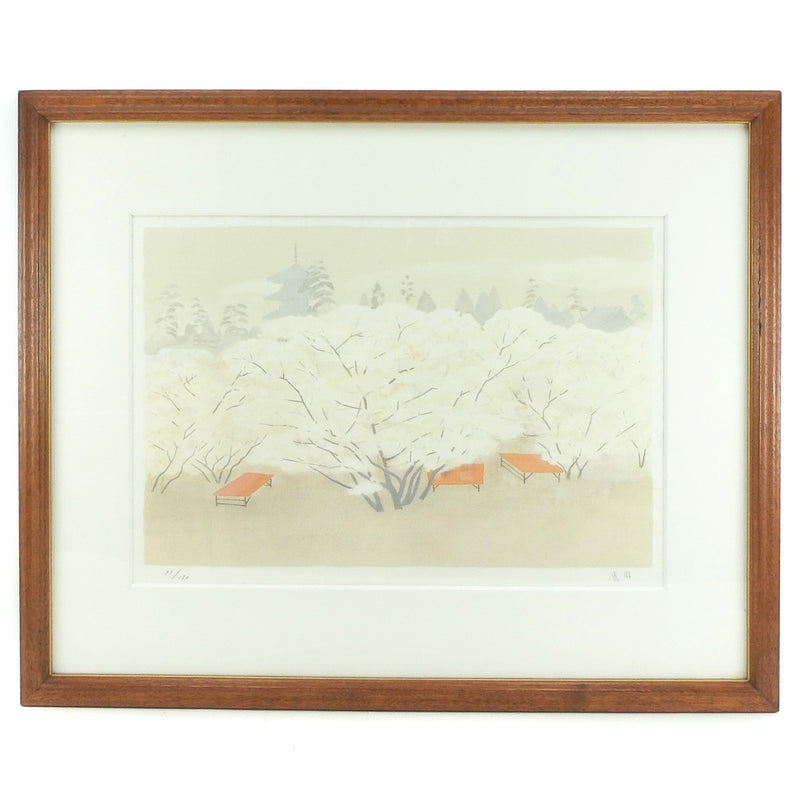 타카 지 아사다 그림 
 "Kaisou kiyoulak"Spring Gomuro 석판화 99/150 손으로 쓴 표지판 Takashi Asada _