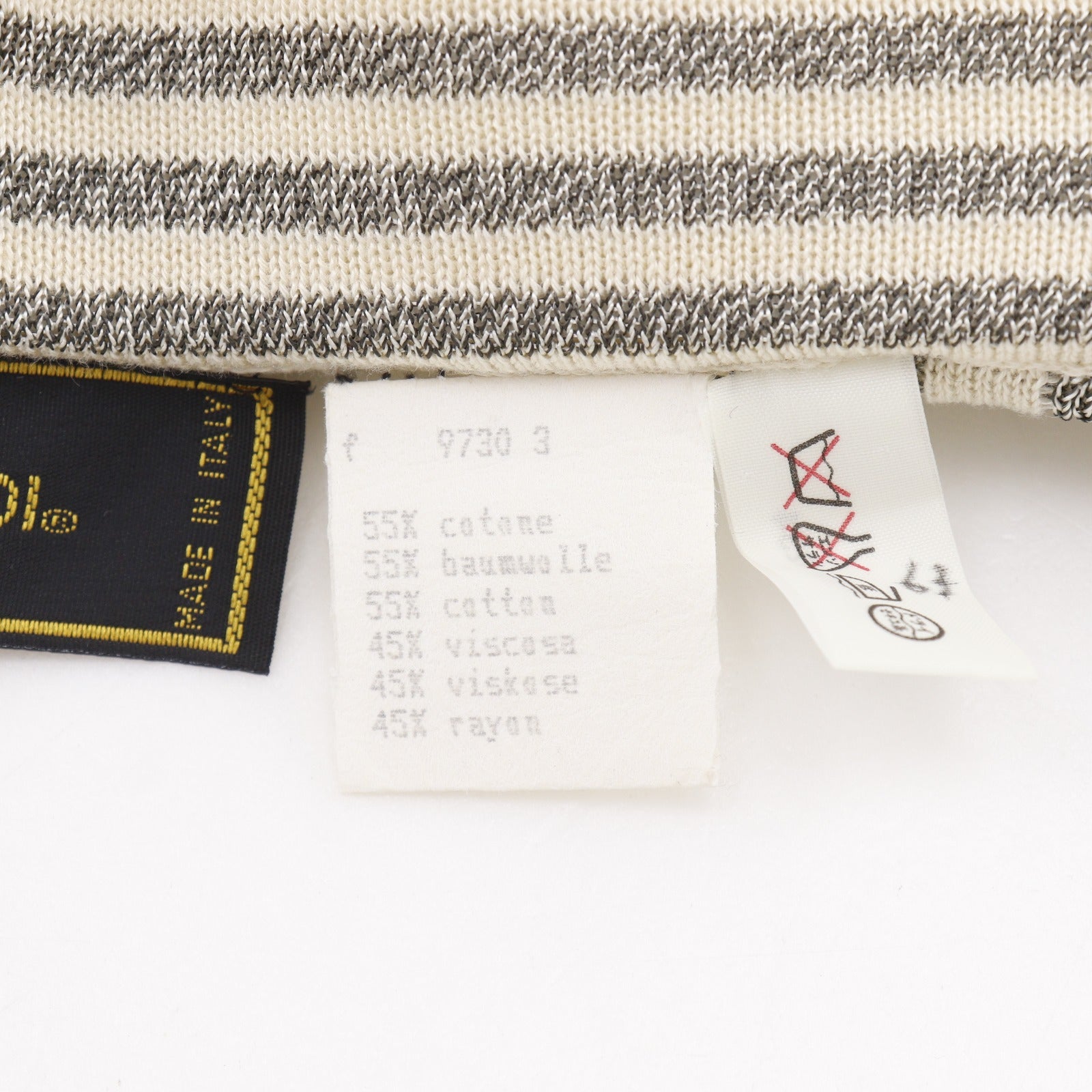 OLD FENDI フロッキー ズッカ柄 レザー トリム タイト スカート