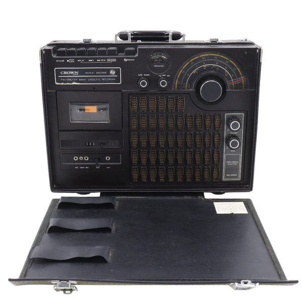 [Crown] Repeat Machine Repeat Machine Radio 
 Attache case type radio-type Showa retro RX-2000 junk items [Crown] Repeat Machine _
