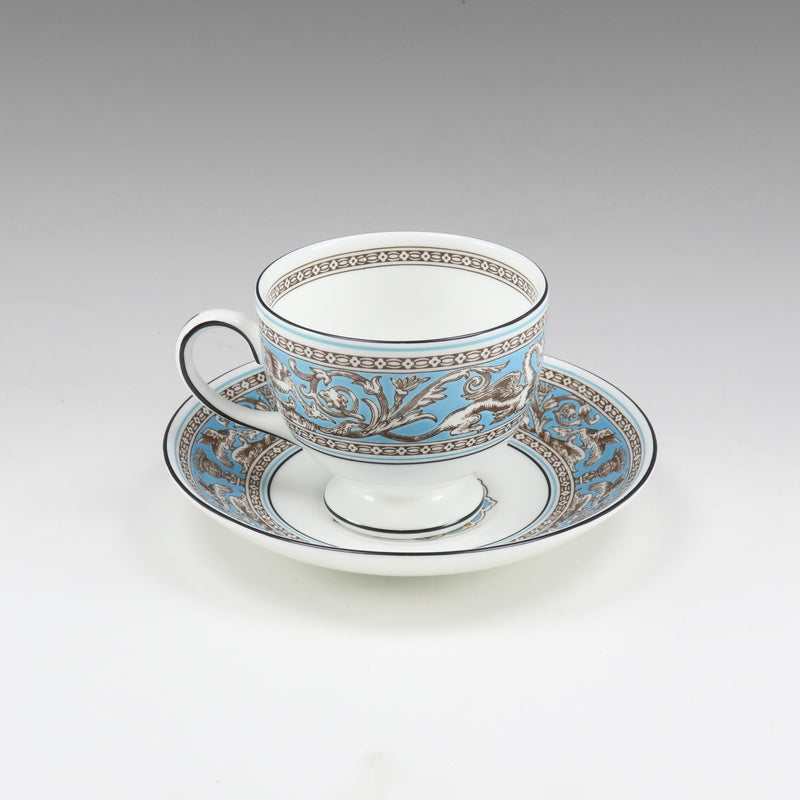 [Wedgwood] Wedgewood 
 Florenteen turquoise tableware 
 Cup & Saucer Florentine Turquoise _A Rank