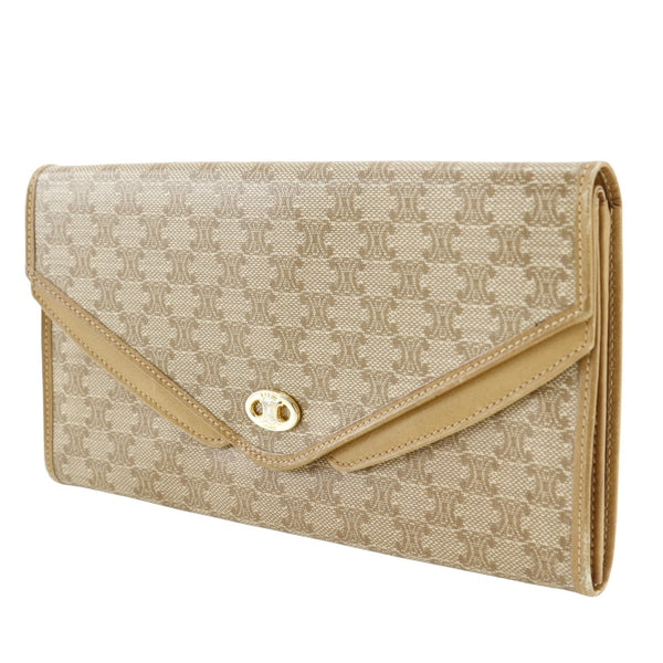 [Celine] Celine Macadam Long 지갑 Old Celine PVC Beige Snap 버튼 Macadam Ladies