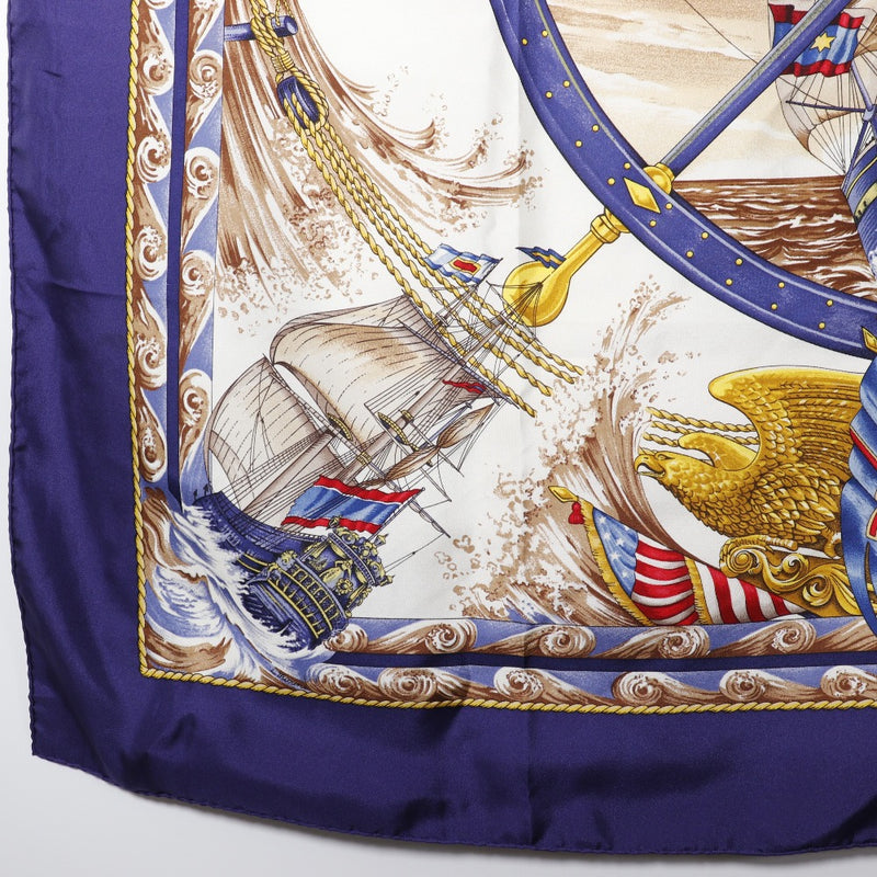 [Hermes] Hermes Care 90 Scarf Vive Le Vent Wind Silk Purple Carree90 Ladies A-Rank