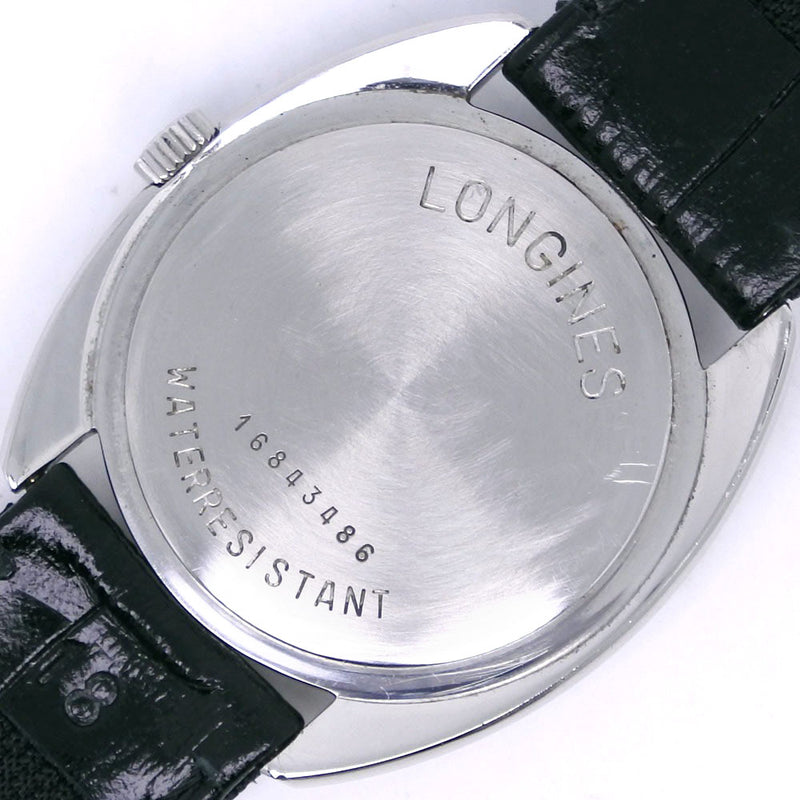 [Longines] Longine Antique Watch 스테인레스 스틸 x 엠보싱 가죽 손으로 달린 은색 다이얼 골동품 남성 B 순위