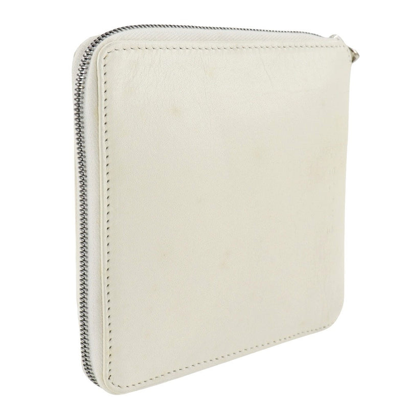 [Celine] Celine Flower Bi -Fold Wallet Leather X Canvas Off White/Black紧固件女士女士