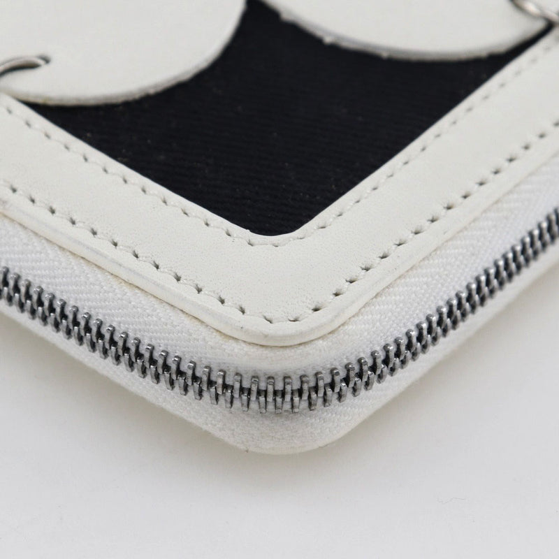 [Celine] Celine 
 flower Bi-Fold Wallet
 Leather x Canvas Off White/Black Fastener Flour Ladies