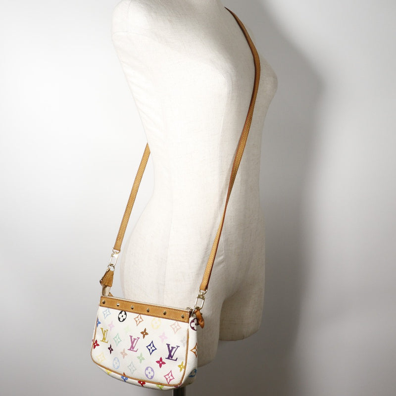 [Louis Vuitton]LOUIS VUITTON PochetteAccessoires Accesorios de bolsa POUCH M92649 Monograma Multicolor Bron White SL0043 Grabado Agujeción Pochette Accessoros Damas