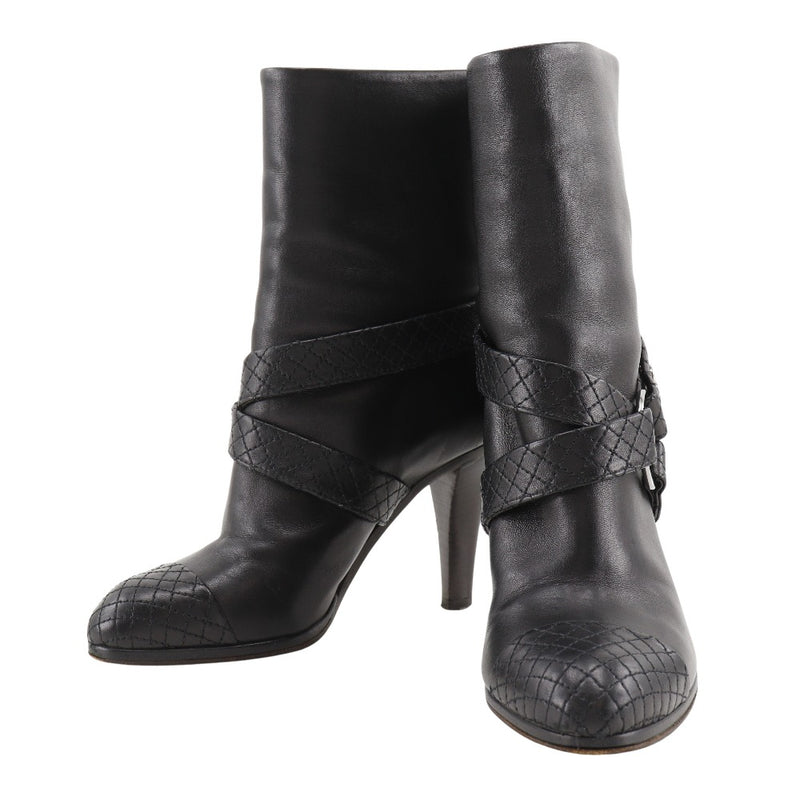 [Chanel] Chanel 
 Bottes cocomarques 
 Matrasse en cuir noir coco mark dames