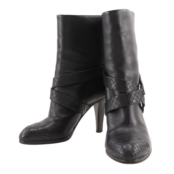 [CHANEL] Chanel COCO Mark Boots Matelasse Leather Black Coco Mark Ladies