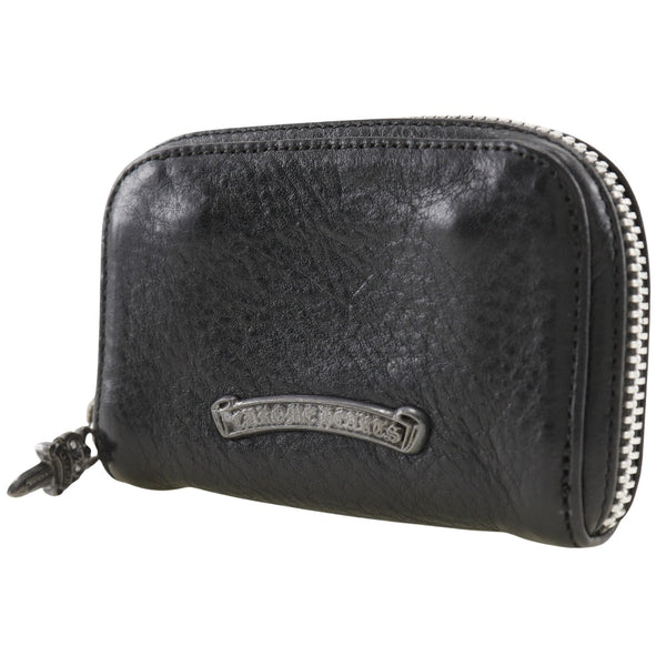 [Chrome Hearts] Chrome Hearts Daggerip Coin Purse Leather black Fastener Dagger Zip Unisex A-Rank