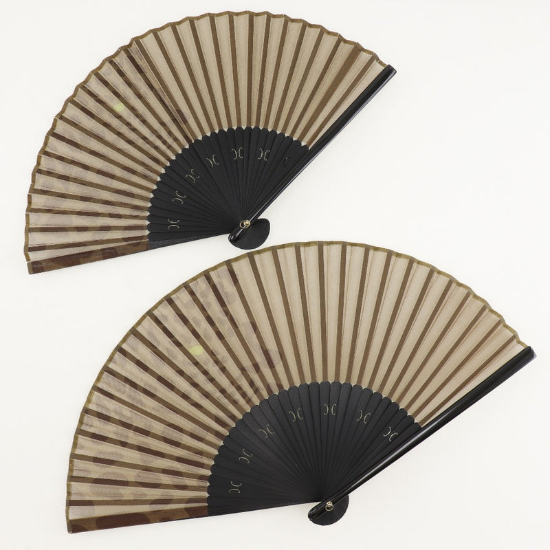 [Cartier] Cartier fan 2 points Other accessories PANTHERE Bamboo Brown/Black Folding Fans: 2 ITEMS Unisex