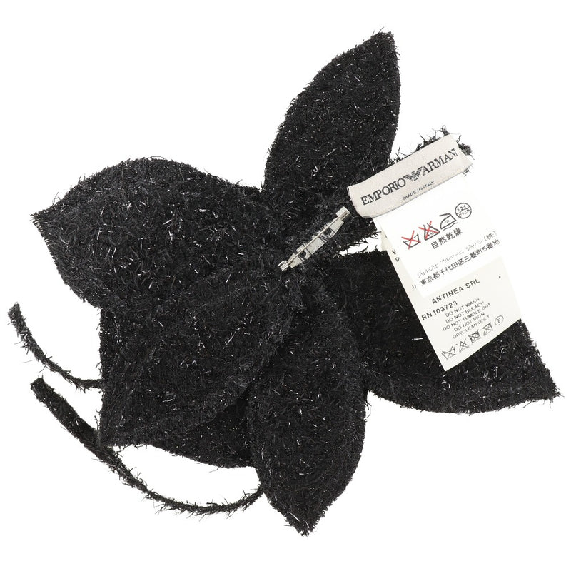 [ARMANI] Emporio Armani Flower Brooch Wool x Polyester Black Flower Approximately 14g Flour Ladies A Rank