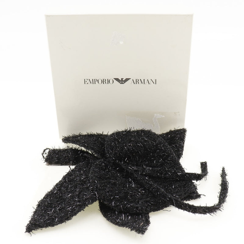 [ARMANI] Emporio Armani Flower Brooch Wool x Polyester Black Flower Approximately 14g Flour Ladies A Rank