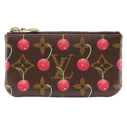 【LOUIS VUITTON】ルイ・ヴィトン
 ポシェットクレ コインケース
 M95042×モノグラムチェリー 茶 SP0015刻印 ファスナー Pochette Cre レディースA-ランク