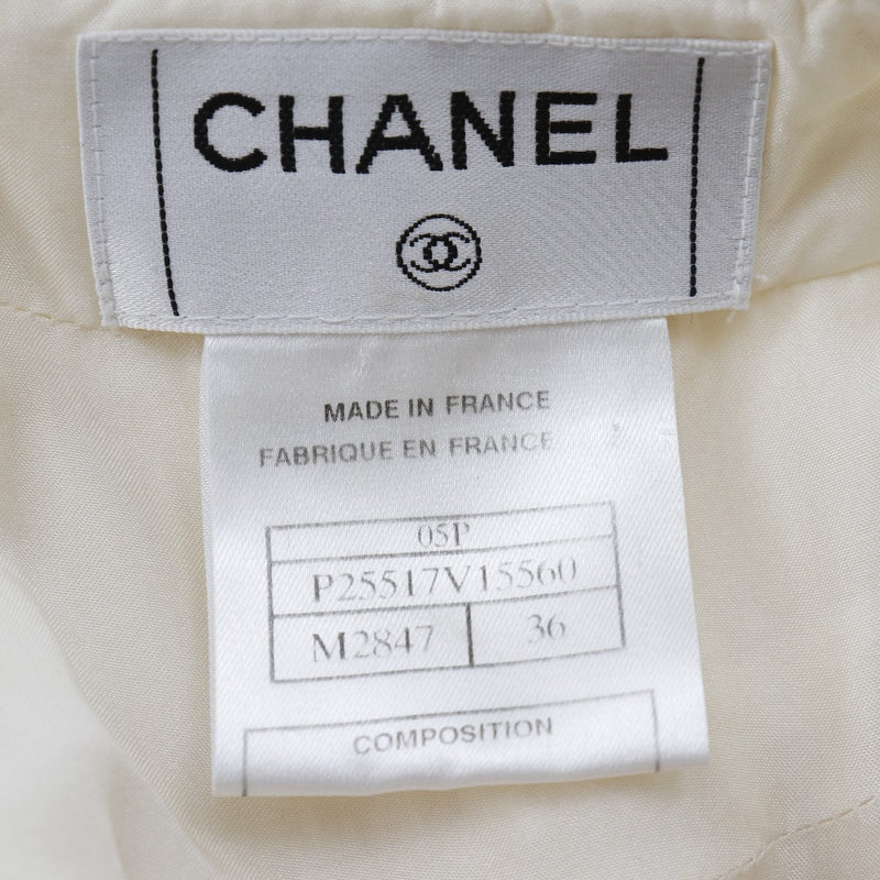 [Chanel] Chanel sin chaqueta de color Llame al 05p P25516/P25517 Tweed Off -White sin chaqueta de color Damas