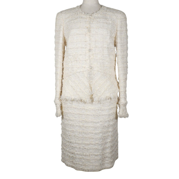 [Chanel] Chanel 
 No -Color -Color Jacket traje 
 Span Llame al 05p P25516/P25517 Tweed Off White No Color Chaqueta Damas