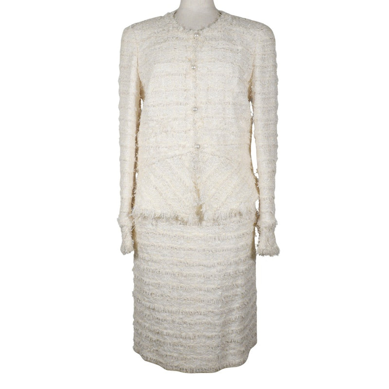 [Chanel] Chanel sin chaqueta de color Llame al 05p P25516/P25517 Tweed Off -White sin chaqueta de color Damas