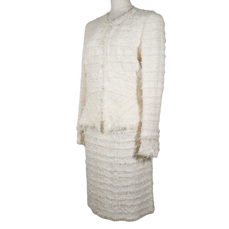 [Chanel] Chanel sin chaqueta de color Llame al 05p P25516/P25517 Tweed Off -White sin chaqueta de color Damas