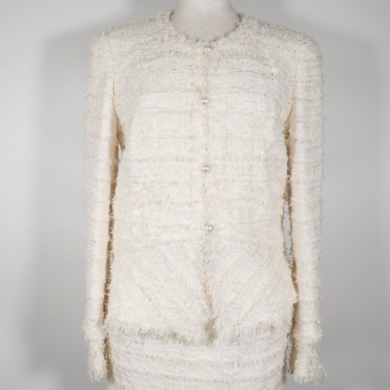 [Chanel] Chanel 
 No -Color -Color Jacket traje 
 Span Llame al 05p P25516/P25517 Tweed Off White No Color Chaqueta Damas