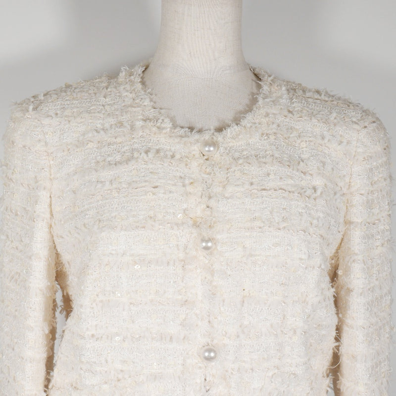 [Chanel] Chanel sin chaqueta de color Llame al 05p P25516/P25517 Tweed Off -White sin chaqueta de color Damas