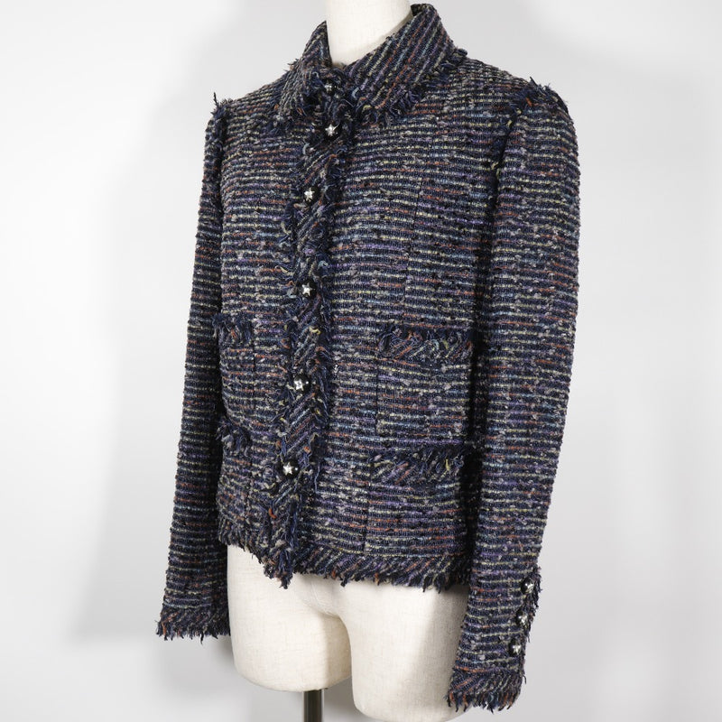 [CHANEL] Chanel 
 Star button tailored jacket 
 05a Tweed Navy STAR Button Ladies A-Rank