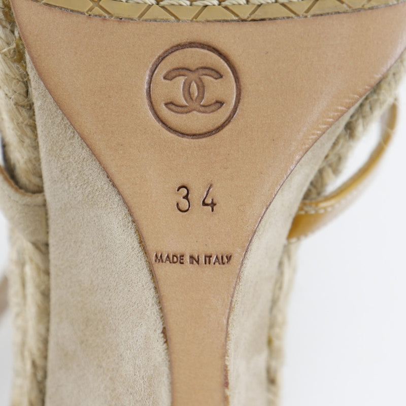 [CHANEL] Chanel 
 COCO MarkCharm sandals 
 Wedge Sole Swede x Enamel Beige COCO Mark Charm Ladies