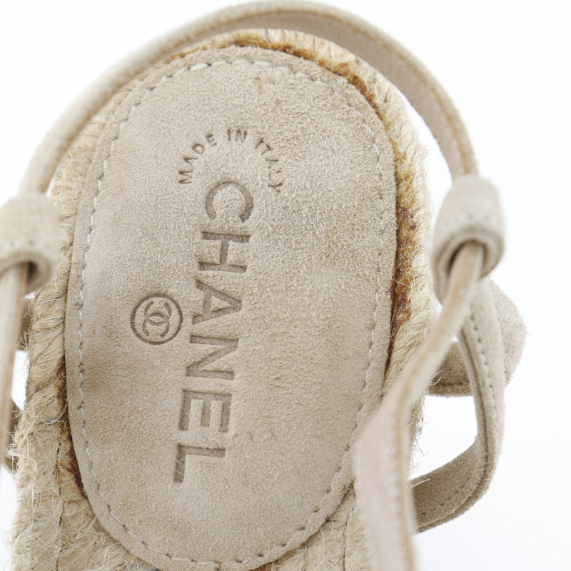 [CHANEL] Chanel 
 COCO MarkCharm sandals 
 Wedge Sole Swede x Enamel Beige COCO Mark Charm Ladies