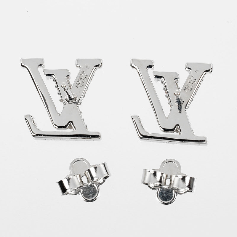 【LOUIS VUITTON】ルイ・ヴィトン
 ピアス・LV アイコニック ストラス ピアス
 M00608 パラジウム 約3.5g Earrings LV Iconic Strass レディースAランク