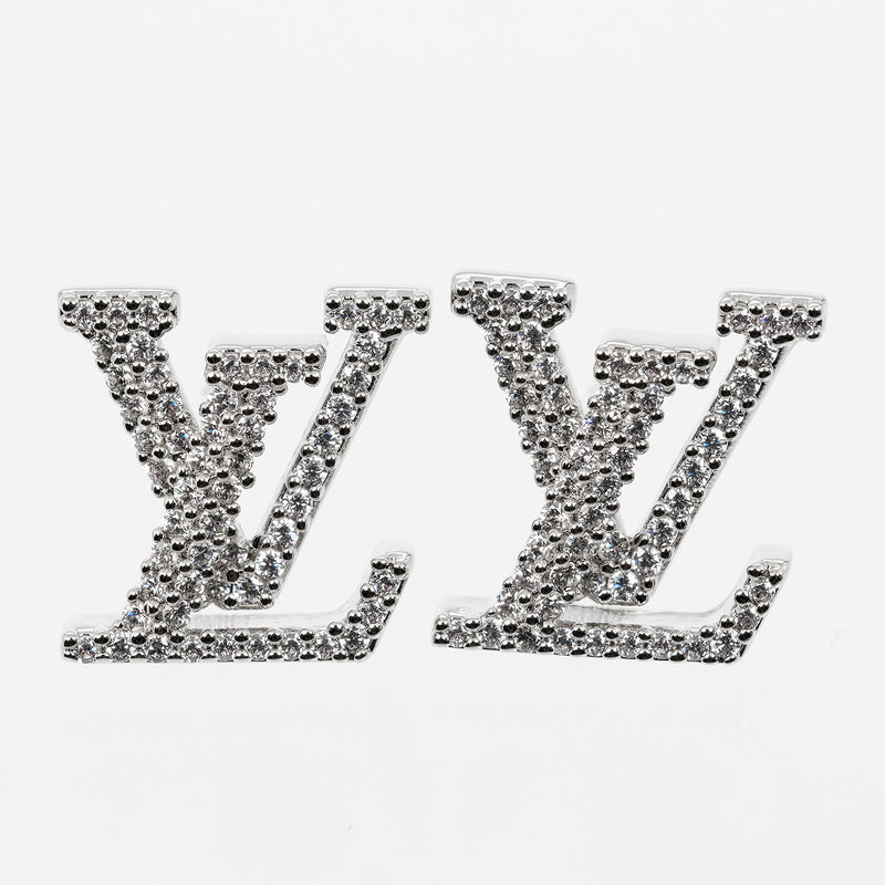 【LOUIS VUITTON】ルイ・ヴィトン
 ピアス・LV アイコニック ストラス ピアス
 M00608 パラジウム 約3.5g Earrings LV Iconic Strass レディースAランク