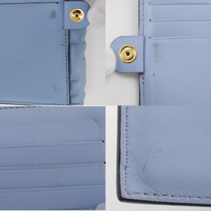 [Fendi] Fendi Midium Faguette Bi -fold Wallet FF浮雕8M0419 CALF轻型盲扣按钮中型法式女士女士