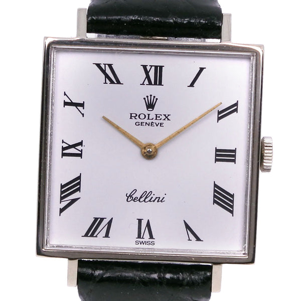 [ROLEX] Rolex 
 Cherini Watch 
 Cal.1600 3996 K18 White Gold x Crocodile Black Black White Dial Cherini Ladies