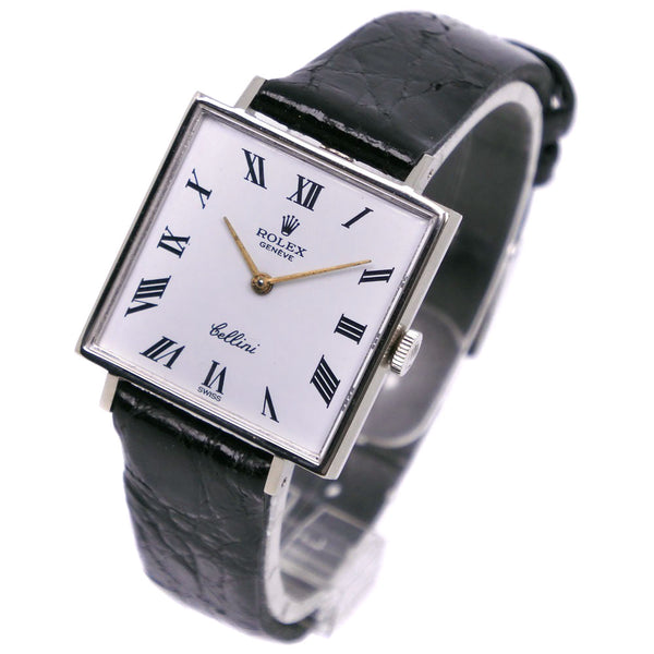 [ROLEX] Rolex 
 Cherini Watch 
 Cal.1600 3996 K18 White Gold x Crocodile Black Black White Dial Cherini Ladies