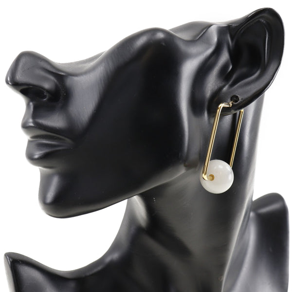 [席琳]席琳 
 方箍耳环 
 金色镀金x假珍珠大约17.5克方箍女士