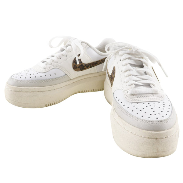 [Nike] Nike Court Vision Alta Sneaker Leopard do2791-100 Cuero sintético x cuero x fibra sintética Corte blanca Visión Alta Ladies