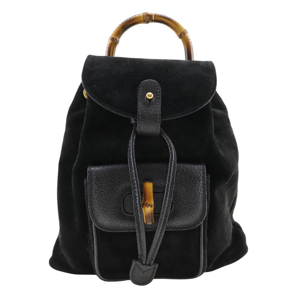 [Gucci] Gucci 
 Bambú Backpack・ Daypack 
 miniBackpack 003.2058.0030 Swedy Black Shoulder CapeSpape 2way A5 Flap Bamboo Damas