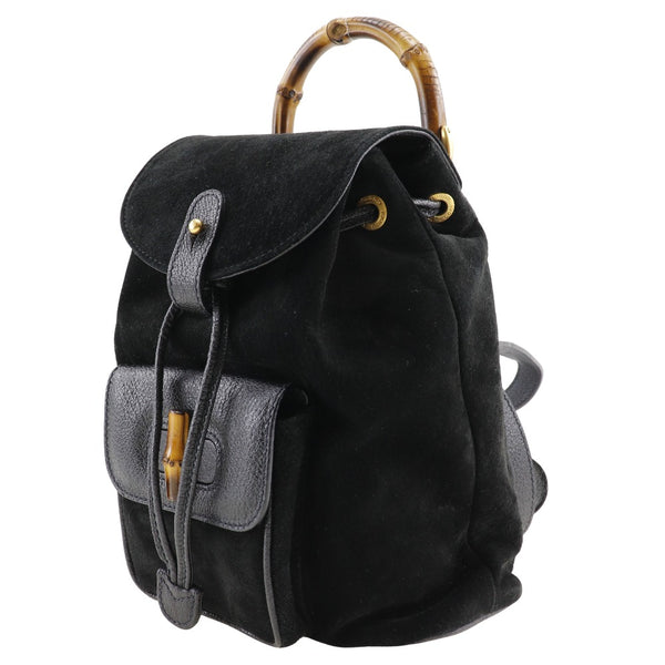 [구찌] 구찌 대나무 BackpackDaypack MiniBackpack 003.2058.0030 스웨디 검은 어깨 핸즈스 케이프 2way A5 플랩 대나무 숙녀