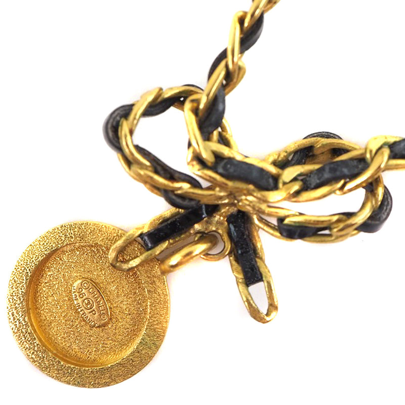 【CHANEL】シャネル
 コインリボン ネックレス
 ヴィンテージ チョーカー 金メッキ×ラインストーン ゴールド 96P刻印 約23.7g coin ribbon レディース
