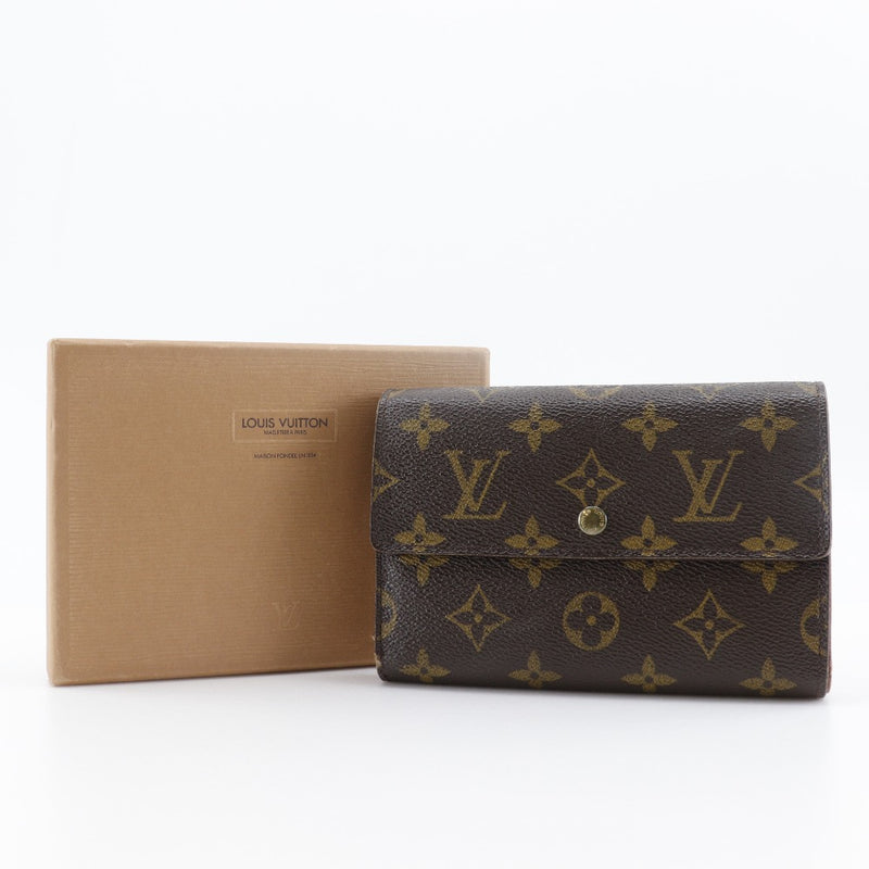 【LOUIS VUITTON】ルイ・ヴィトン
 ポルト トレゾール エテュイ パピエ 三つ折り財布
 M61202 モノグラムキャンバス 茶 SP1000刻印 スナップボタン Porto Tresol Etui Papie ユニセックスB-ランク