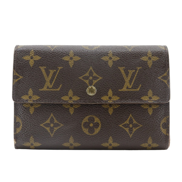 [Louis Vuitton]LOUIS VUITTON
 Resolución de Porto Etui Billetera de tres plietas de papye 
 M61202 Monogram Canvas Tea SP1000 Botón grabado grabado Porto Tresol Etui Papie Unisex B-Rank